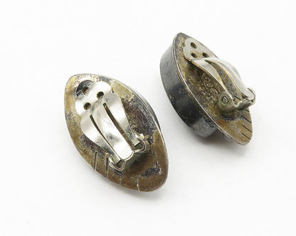 MEXICO 925 Sterling Silver  Vintage Black Onyx Non Pierce Earrings  EG5641