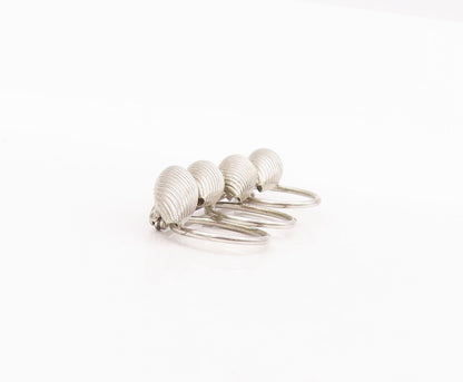925 Sterling Silver Vintage Brooch Pin Designer Rings & Grooved Leaves  BP10885
