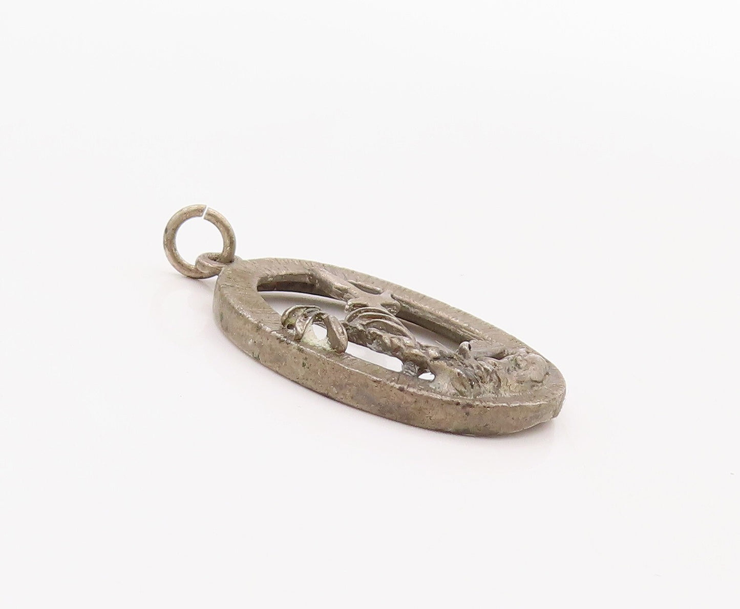 925 Sterling Silver Vintage Pendant Dark Tone Cutout Beach Landscape  PT23667