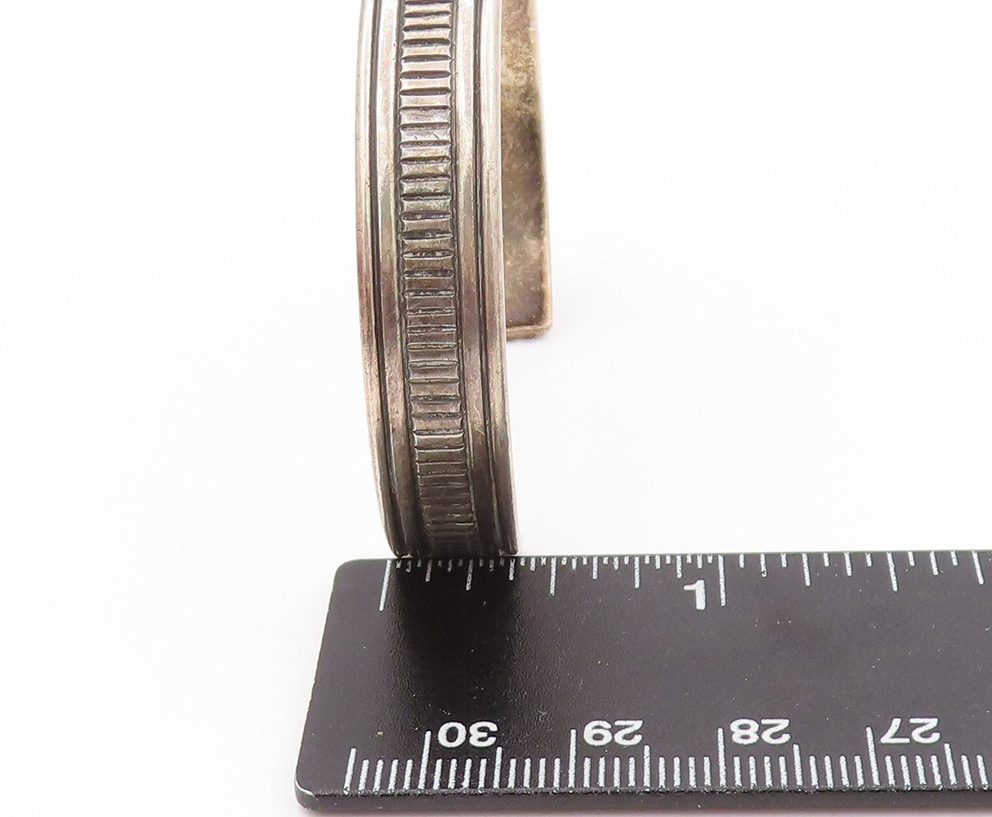925 Sterling Silver Vintage Bracelet ARVISO Designer Solid Grooved Cuff  BT11061