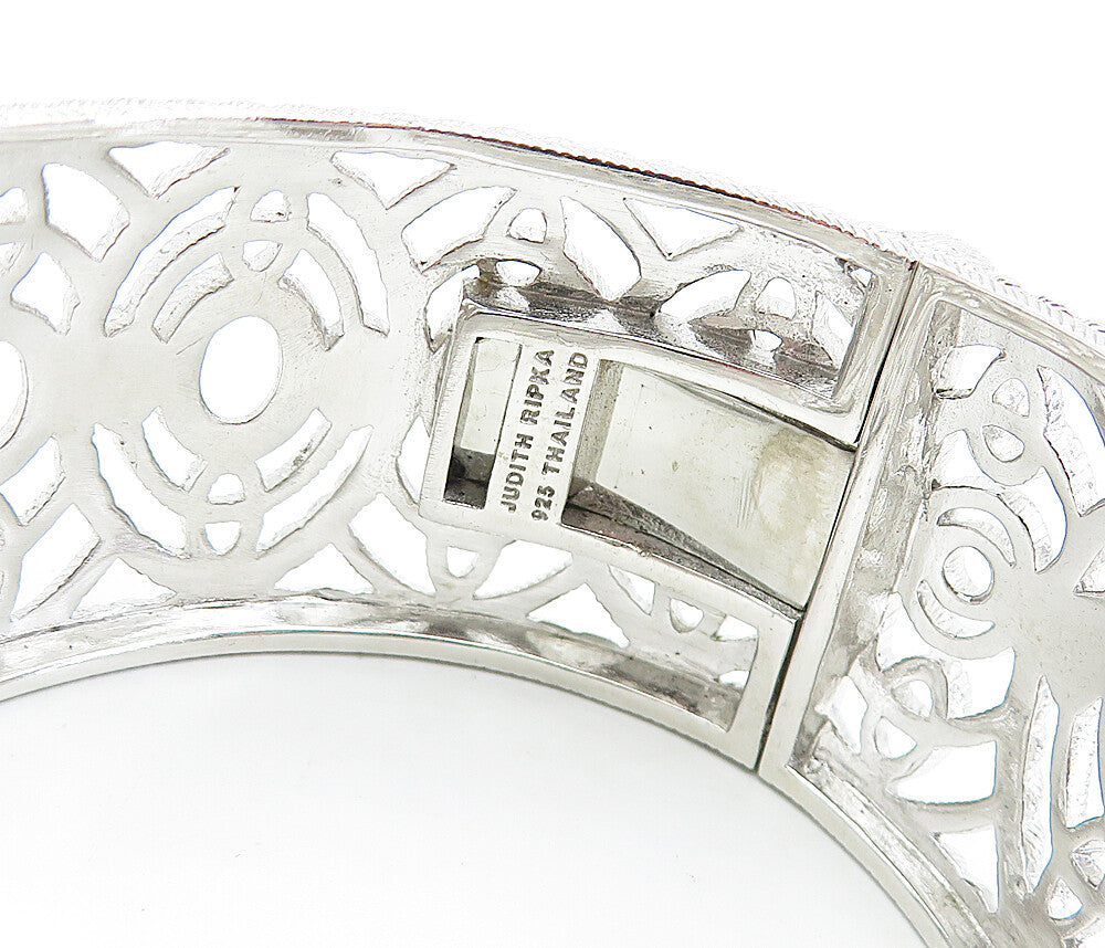 JUDITH RIPKA 925 Sterling Silver  Shiny Open Twist Design Cuff Bracelet BT2979