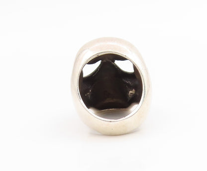 925 Sterling Silver Vintage Ring Carved Large Gothic Skull Band  Sz 8.5  RG35898