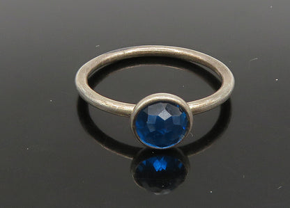 PANDORA 925 Silver  Vintage Faceted Blue Stone Thin Band Ring Sz 7 RG23595