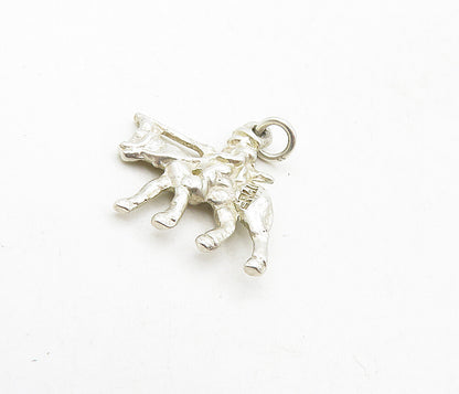925 Sterling Silver  Vintage Petite Shiny Soldier On Horse Drop Pendant PT6902