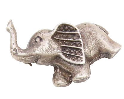 925 Sterling Silver  Vintage Elephant Animal Motif Oxidized Brooch Pin  BP8287