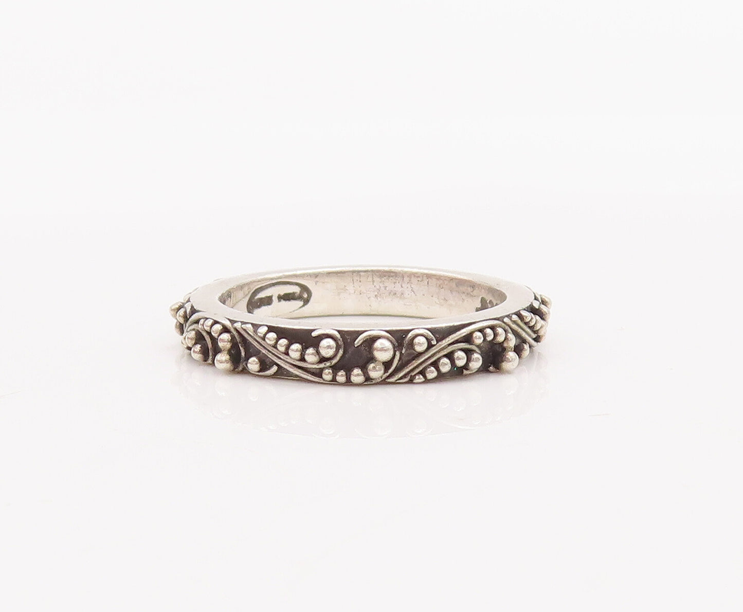 925 Sterling Silver Vintage Ring LOIS HILL Swirly Beaded Carved  Sz 6  RG28439