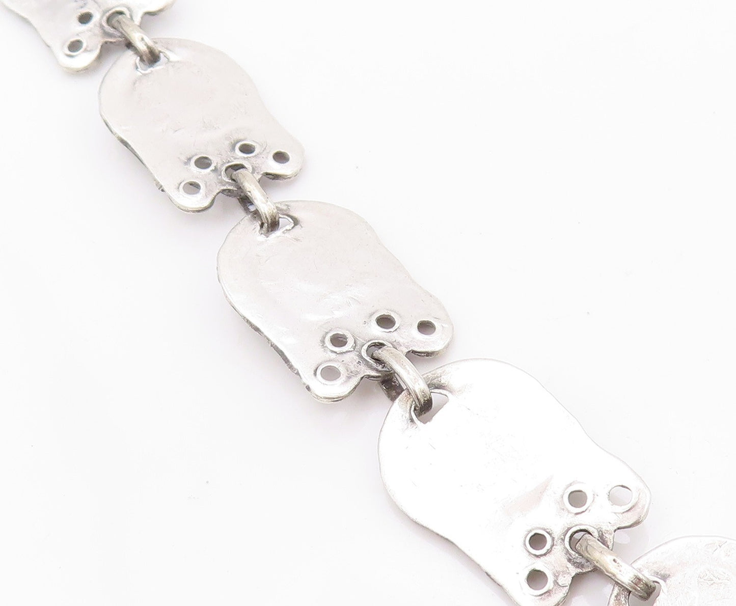 925 Sterling Silver Vintage Necklace MEXICO Real Multi Gemstones Royal  NE4487