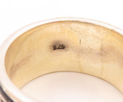 925 Sterling Silver Vintage Ring Spinner Religious OM Carved  Sz 12  RG31597