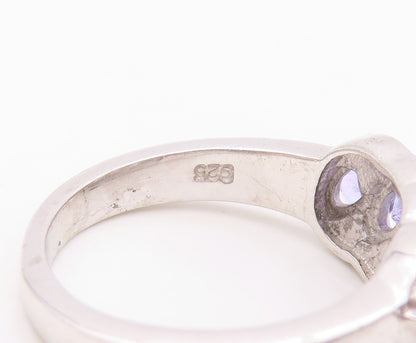 925 Sterling Silver Vintage Ring Designer Oval Cut Tanzanite & CZ  Sz 6  RG30432
