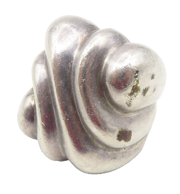 MEXICO 925 Sterling Silver  Vintage Fluted Square Dome Band Ring Sz 5  RG12061