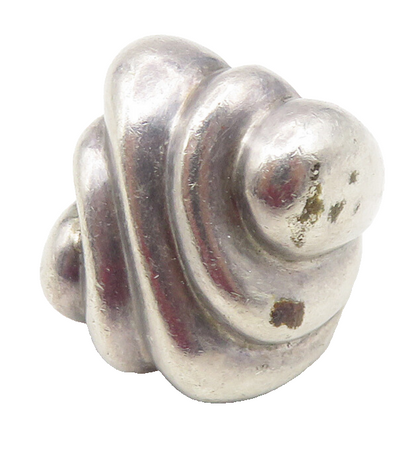 MEXICO 925 Sterling Silver  Vintage Fluted Square Dome Band Ring Sz 5  RG12061