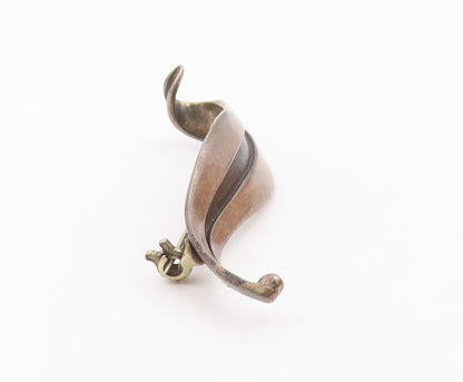 MARICELA MEXICO 925 Silver  Vintage Oxidized Floral Leaf Brooch Pin  BP4319