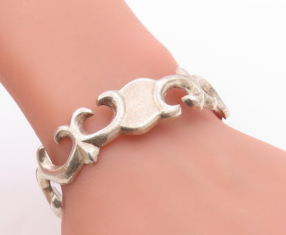 925 Sterling Silver Vintage Bracelet NAVAJO Designer Cutout Cuff BT11295