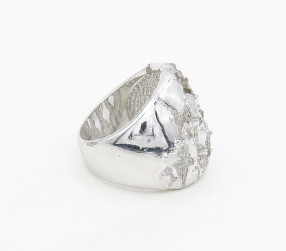 925 Sterling Silver  Sculpted Open Design Shiny Band Ring Sz 8.5  RG16867
