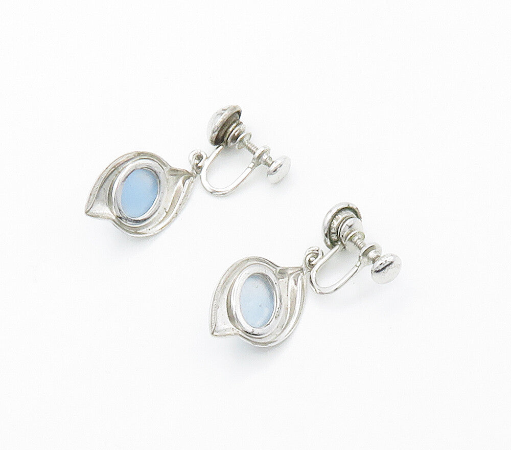 AMCO 925 Sterling Silver  Cat's Eye Blue Topaz Non Pierce Earrings  EG7558