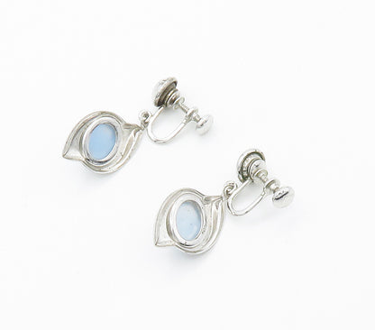AMCO 925 Sterling Silver  Cat's Eye Blue Topaz Non Pierce Earrings  EG7558