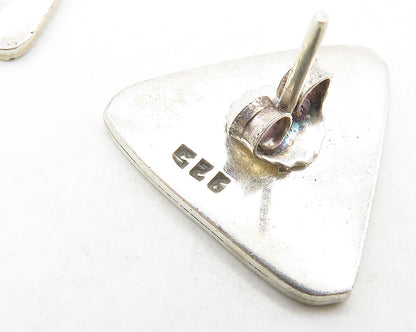 MEXICO 925 Silver  Vintage Oxidized Triangle Spiral Stud Earrings  EG9114