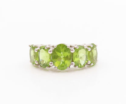 925 Sterling Silver Vintage Ring Minimalist Oval Cut Peridot  Sz 5  RG32435
