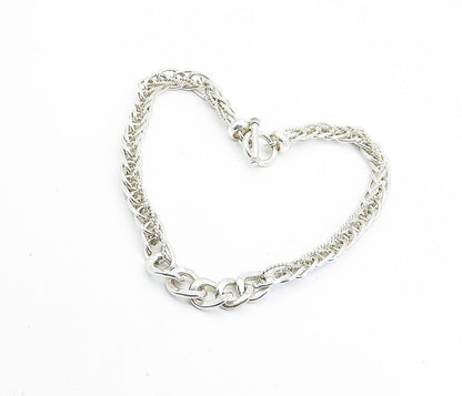 MEXICO 925 Sterling Silver  Vintage Shiny Twist Link Chain Necklace  NE1170