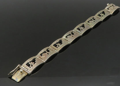 925 Sterling Silver  Vintage Alpaca Traveler Panel Chain Bracelet  BT8920