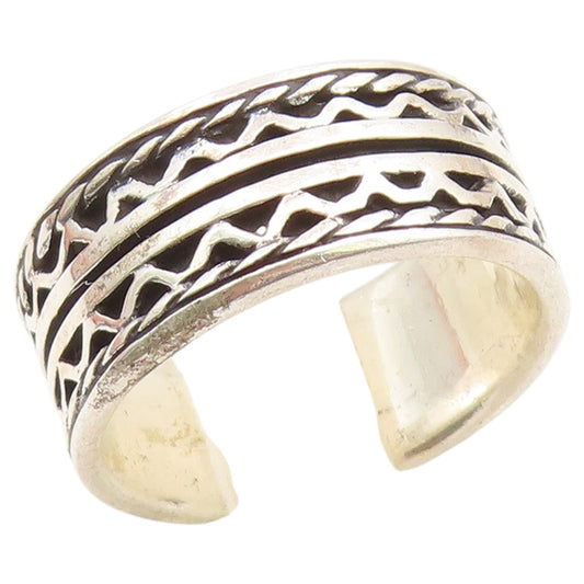 925 Sterling Silver Vintage Ring Classic Geometric Pattern Band  Sz 6  RG36895
