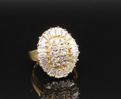 925 Silver  Vintage Gold Plated Sparkly Cubic Zirconia Ring Sz 6.5  RG25634