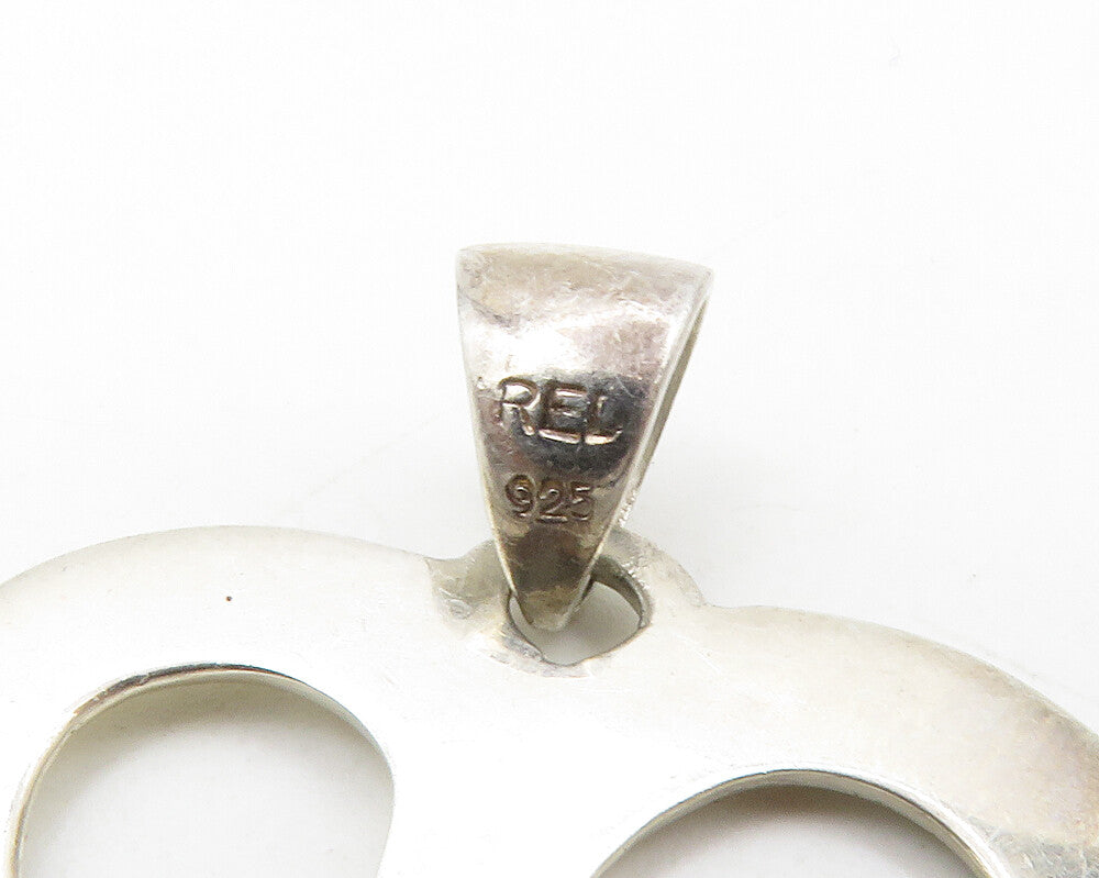 925 Sterling Silver  Vintage Open Love Heart Etched Detail Pendant  PT10803
