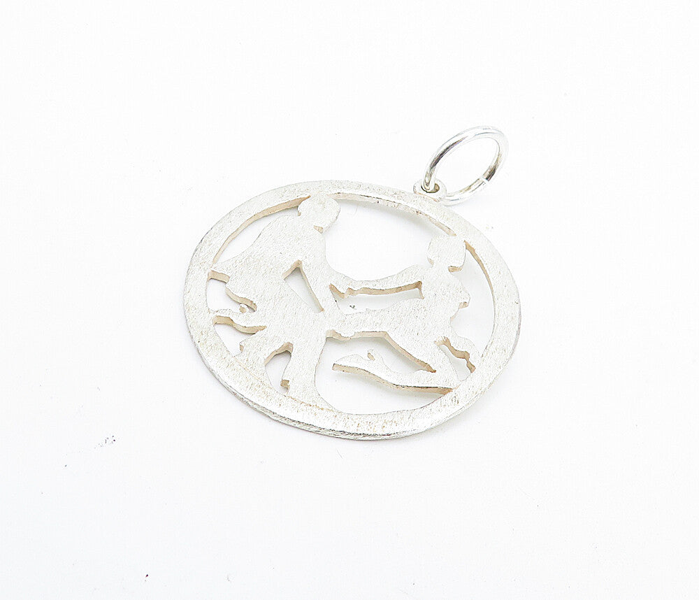 925 Sterling Silver Vintage Cutout Dancing Couple Silhouette Pendant PT5259