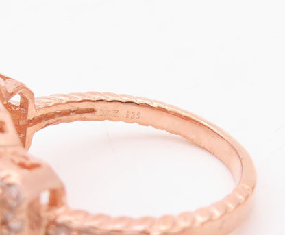 925 Sterling Silver Vintage Ring Rose Gold Plated Morganite & Topaz Sz 7 RG30382