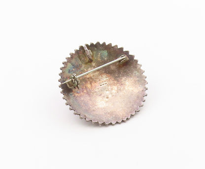 ISRAEL 925 Sterling Silver Vintage 3D Beaded Floral Dome Brooch Pin BP10234