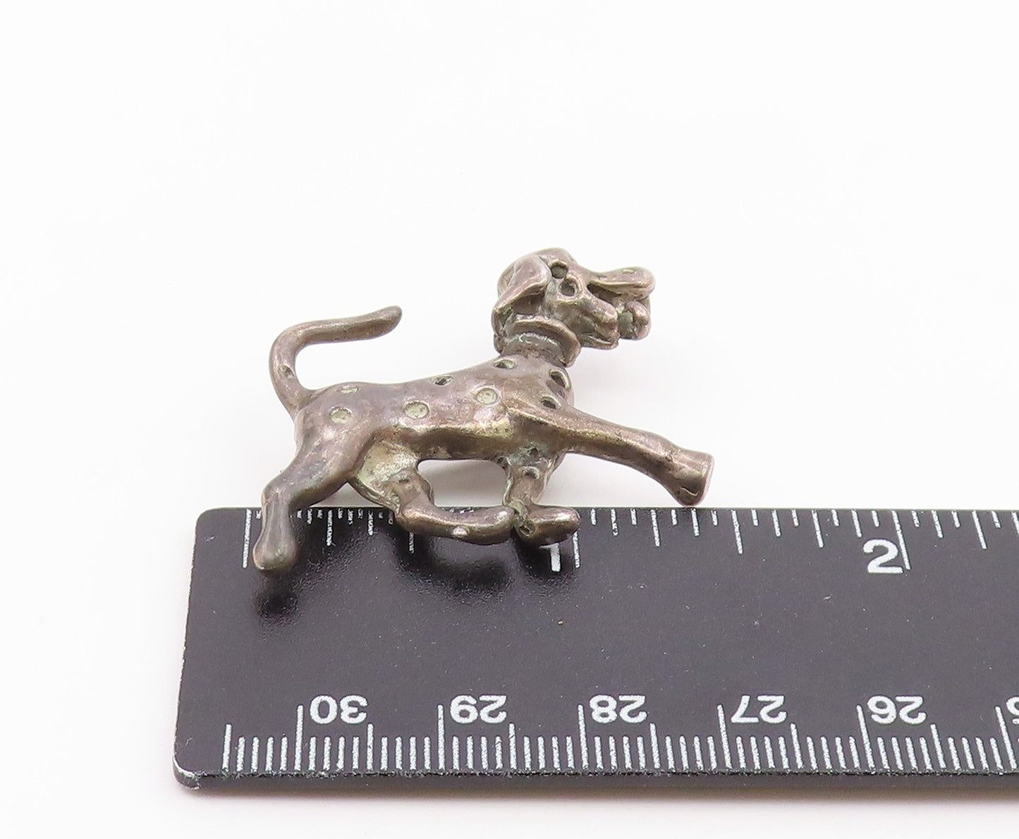 925 Sterling Silver  Vintage Dark Tone Spotted Dog Motif Brooch Pin  BP7597