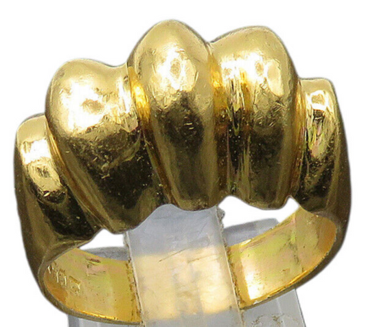MEXICO 925 Silver  Vintage Shiny Gold Plated Fluted Band Ring Sz 10  RG22473