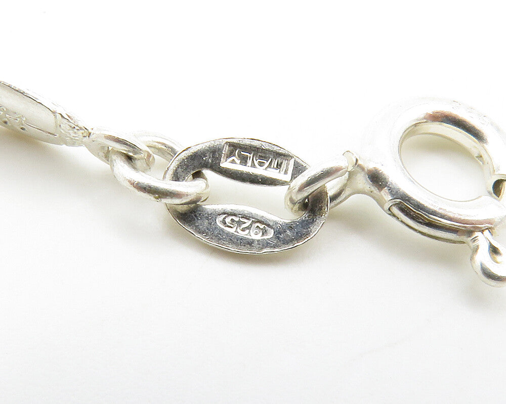 925 Sterling Silver  Vintage Shiny Etched Football Link Chain Bracelet  BT5708