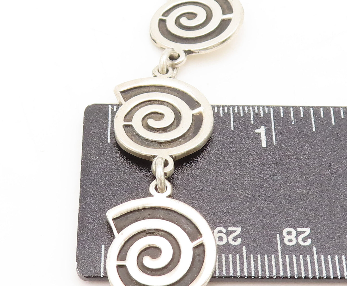 925 Sterling Silver Vintage Bracelet MEXICO Solid Carved Spiral Linked  BT10228