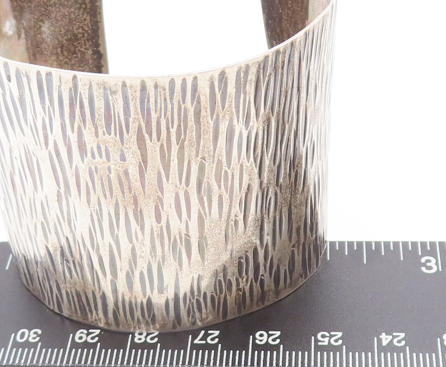 925 Sterling Silver Vintage Bracelet Designer Broad Etched Trunk Cuff  BT10307