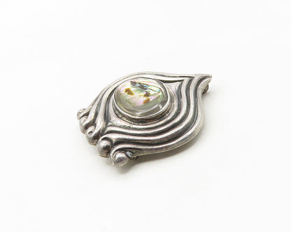 MMA 925 Sterling Silver  Vintage Abalone Shell Pointed Brooch Pin  BP6765