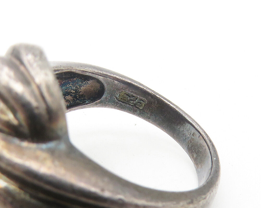 925 Sterling Silver  Vintage Dark Tone Fluted Dome Band Ring Sz 6  RG11281