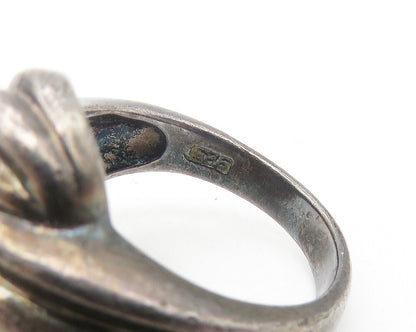 925 Sterling Silver  Vintage Dark Tone Fluted Dome Band Ring Sz 6  RG11281