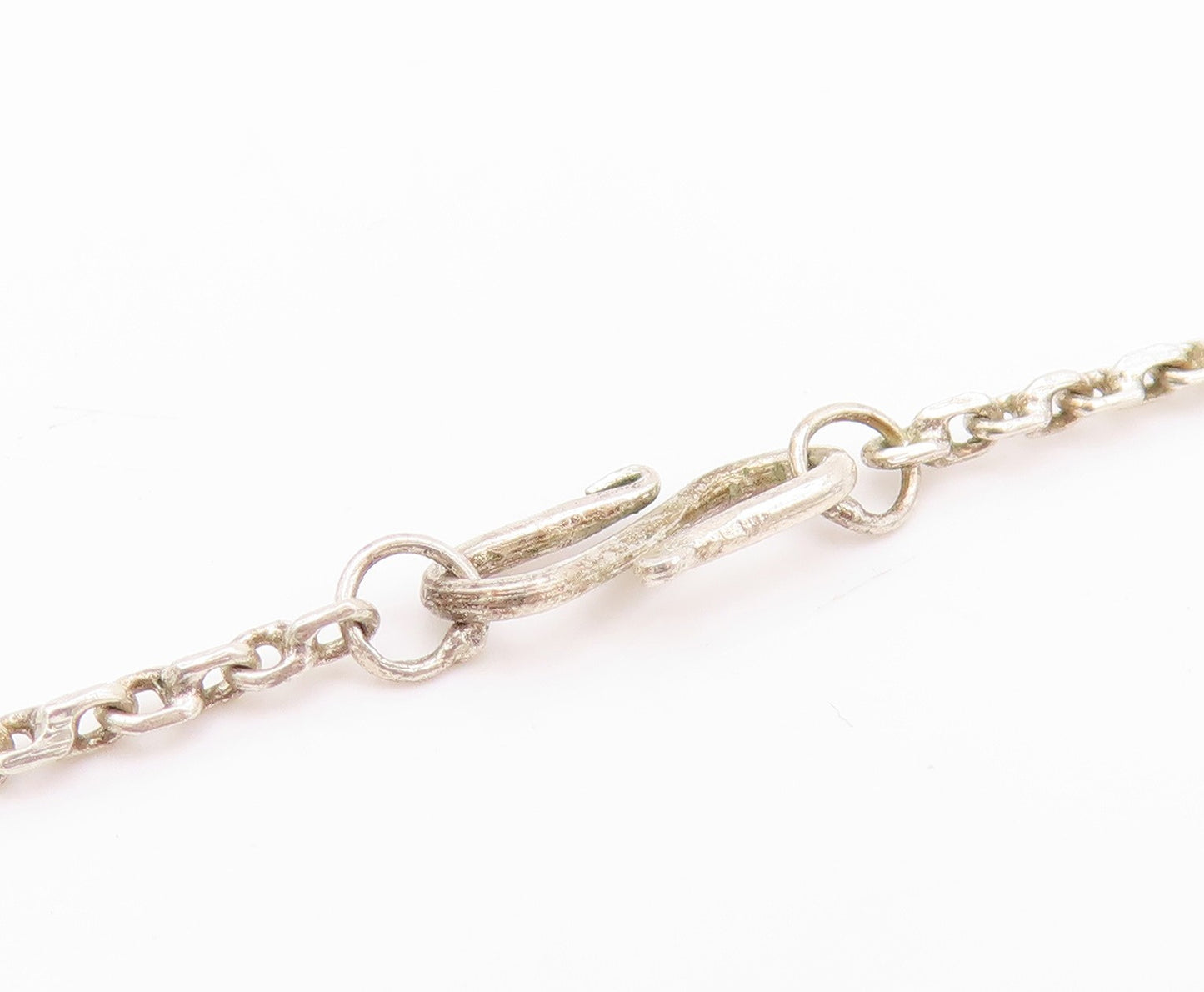 925 Sterling Silver Vintage Necklace Antique Roped Oval Cabochon Amber  NE4560