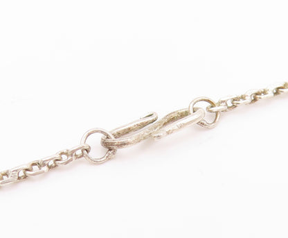 925 Sterling Silver Vintage Necklace Antique Roped Oval Cabochon Amber  NE4560