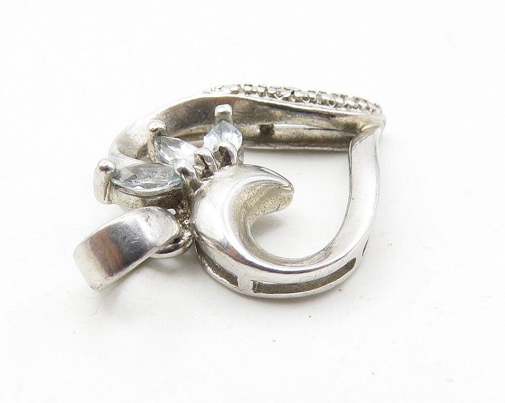 ROSS SIMON 925 Silver  Genuine Diamond & Topaz Love Heart Pendant  PT8120
