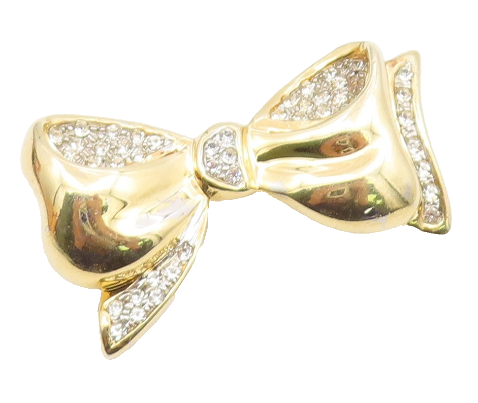 LE MONDE DES BIJOUX 925 Silver  Vintage Cubic Zirconia Bow Brooch Pin  BP8638