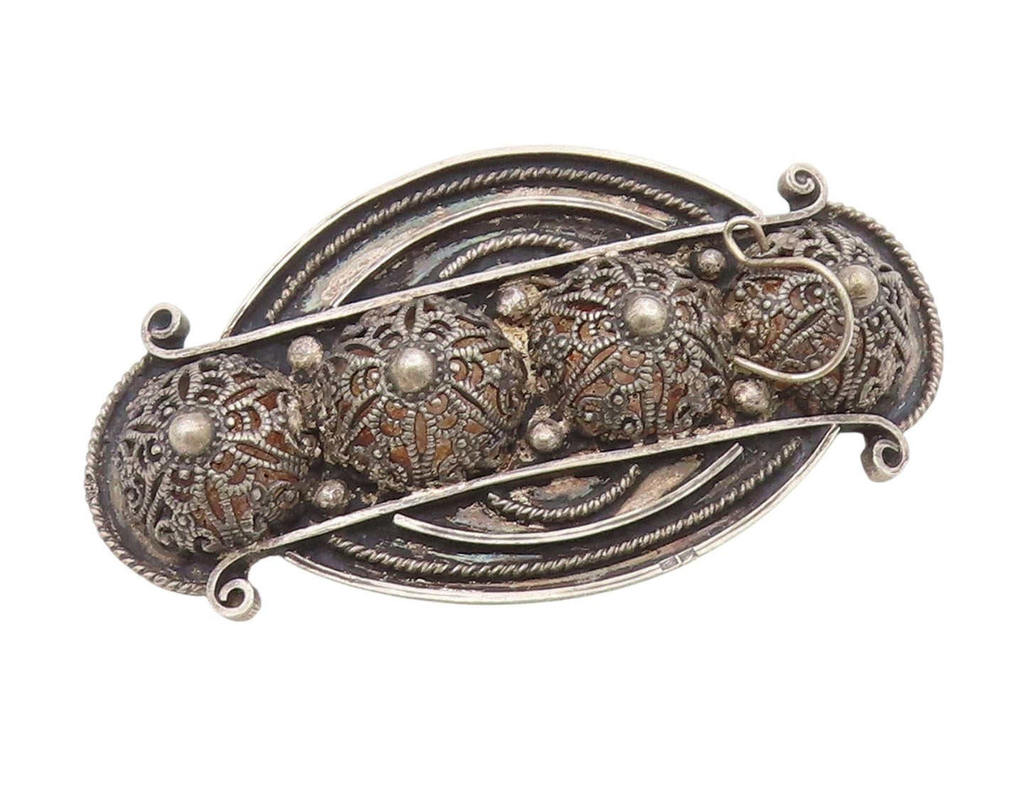 925 Sterling Silver Vintage Brooch Pin MIDDLE EAST Intricate Filigree  BP12170