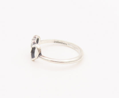 925 Sterling Silver Vintage Ring AVERY Minimalist Linked Hearts Sz 7.5  RG27606