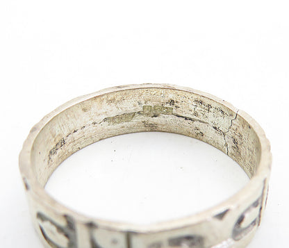 MEXICO 925 Silver  Vintage Chiseled Pattern Large Band Ring Sz 11  RG6945