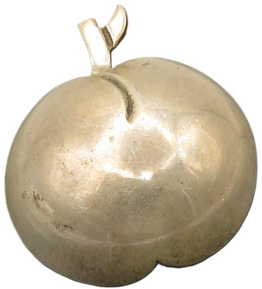 MEXICO 925 Silver  Vintage Dark Tone Apple Motif Smooth Brooch Pin  BP5014