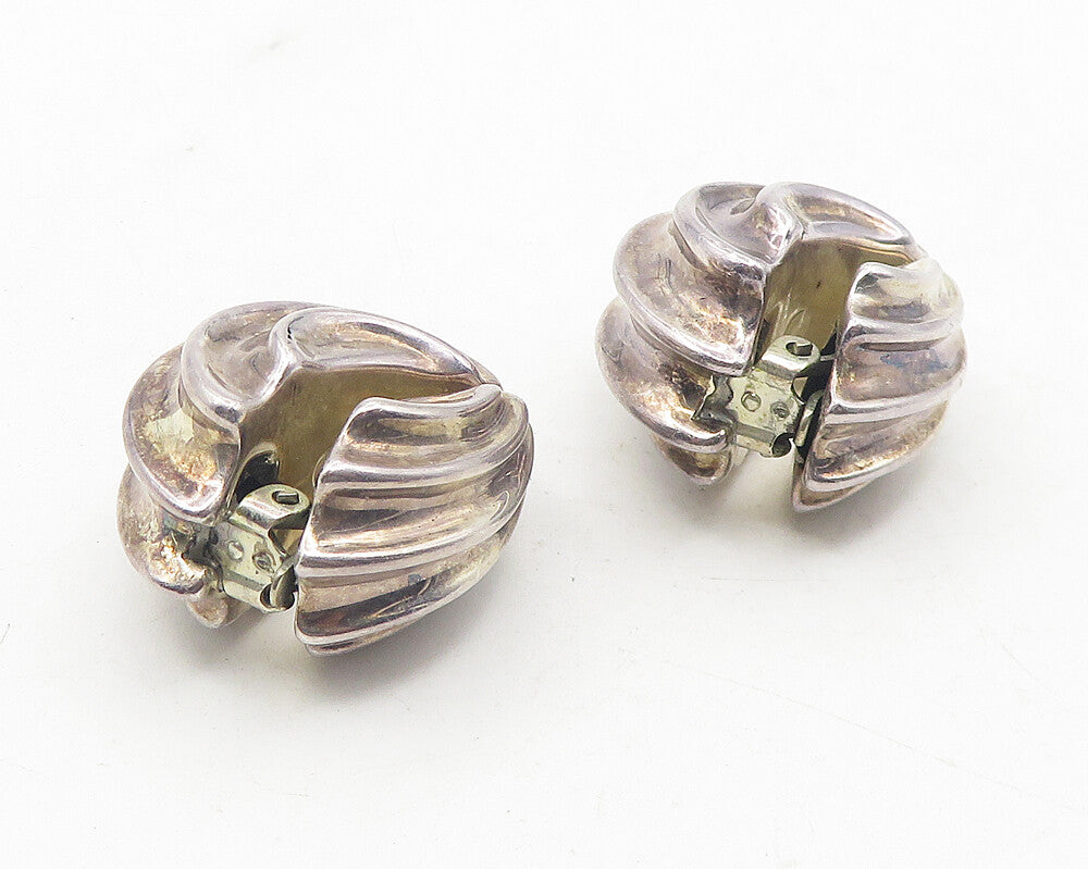 JORDAN SCHLANGER 925 Silver  Vintage Scalloped Non Pierce Earrings  EG6229