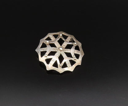 925 Sterling Silver  Vintage Openwork Beaded Web Motif Brooch Pin  BP9827