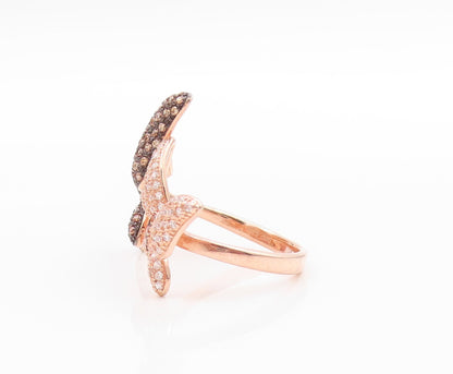 925 Sterling Silver Vintage Ring Gold Plated CZ Butterfly Band  Sz 8.5  RG33566