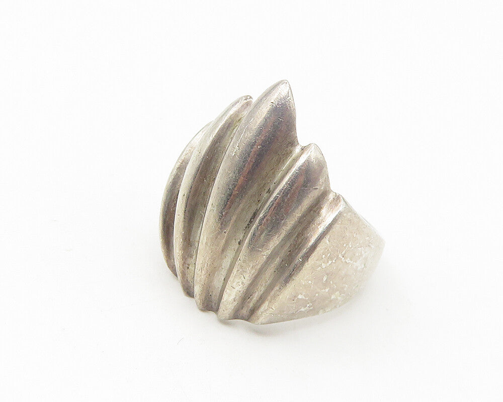 MEXICO 925 Sterling Silver  Vintage Fluted Pointed Band Ring Sz 7  RG11368